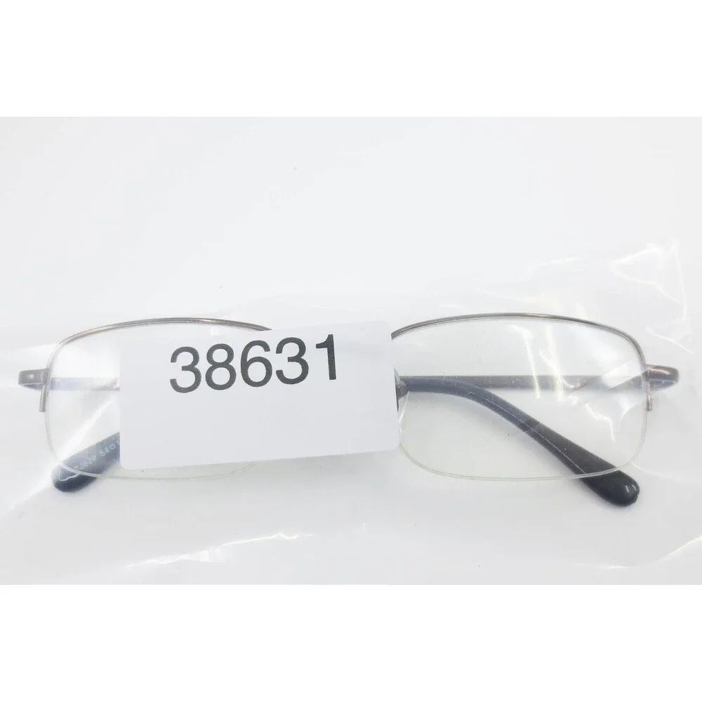 TJ826 Brown Metal Semi Rimless Rectangular Eyeglasses Frames 54-18-140